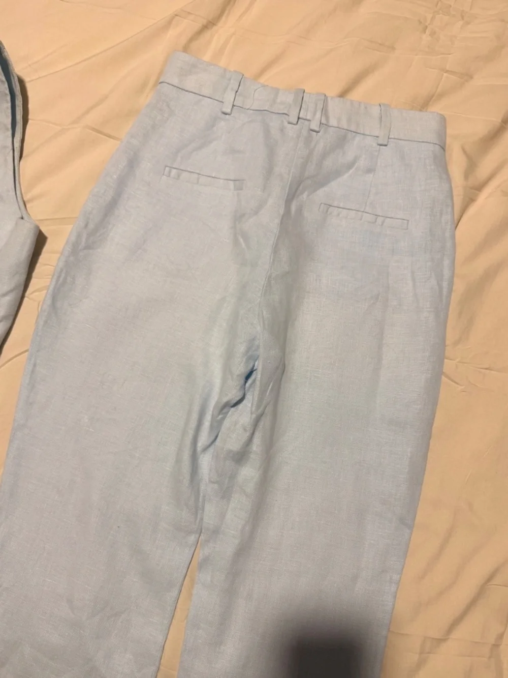 Mango Pale Blue Linen Vest & Tailored Pants Set XS / 2